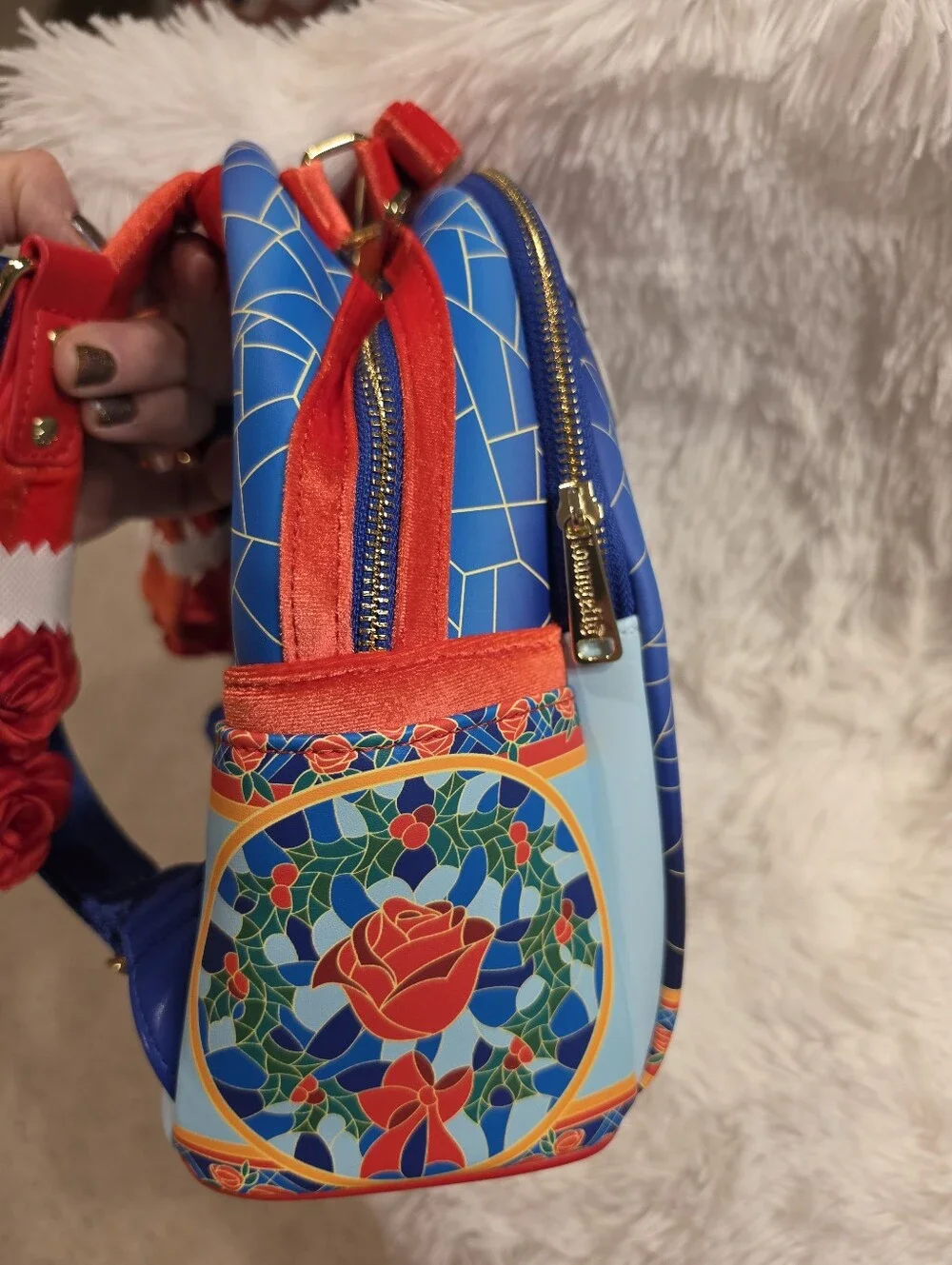 Loungefly Beauty and the Beast Stained Glass backpack & Wallet Set